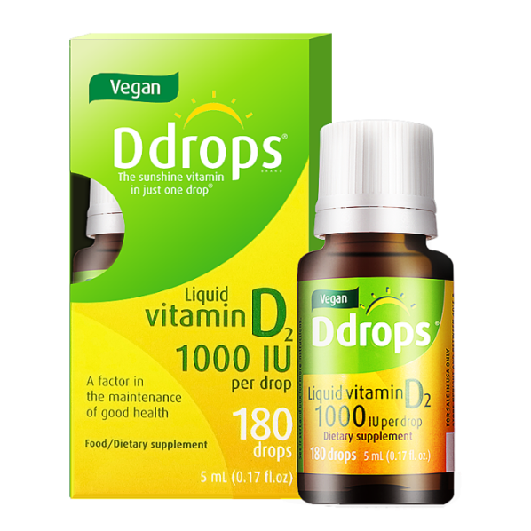 加拿大ddrops成人素食者维生素d2滴剂1000iu促进吸收维生素
