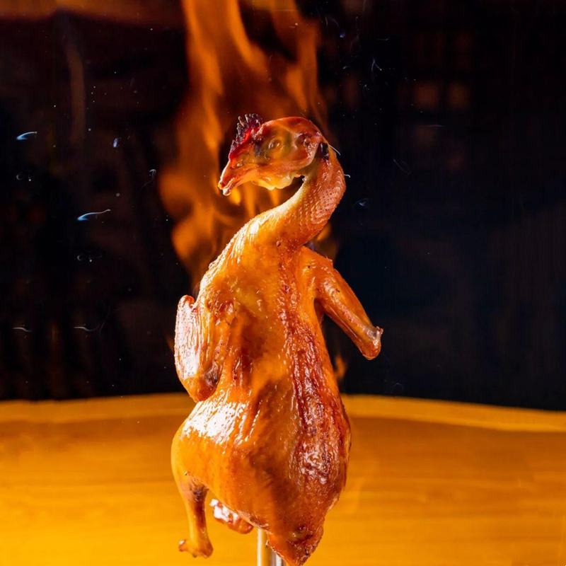 酒店火焰钢管800g宴会清远半成品脆皮烤鸡圣诞节鸡熟食