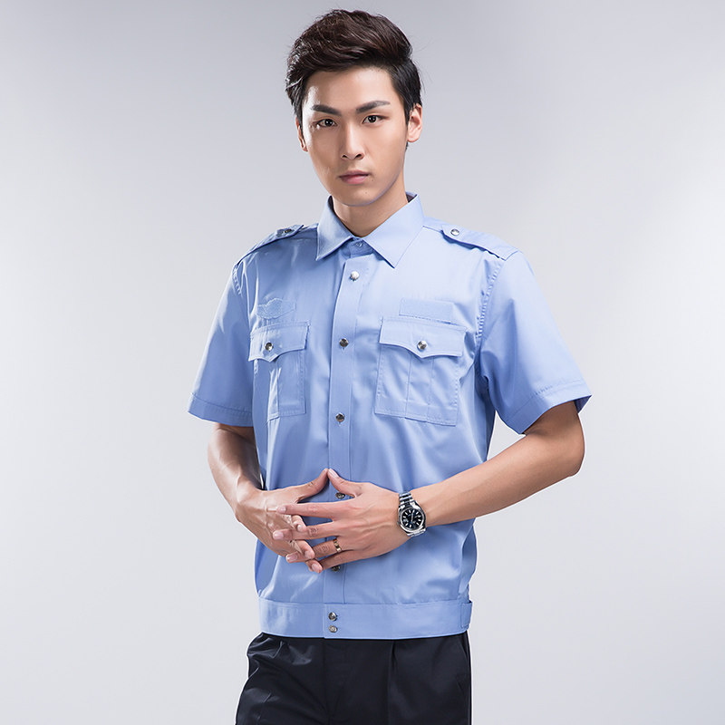 新款保安服短袖套装夏装保安服高档纯棉衬衣酒店物业门卫工作制服 - d