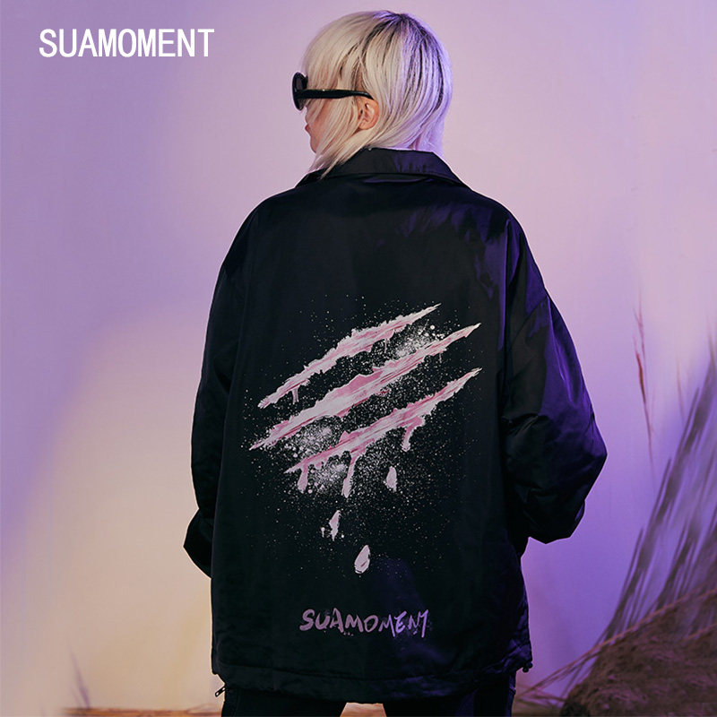 suamoment一代血爪抓痕混色刷漆涂鸦夹克衫潮流炸街夹克