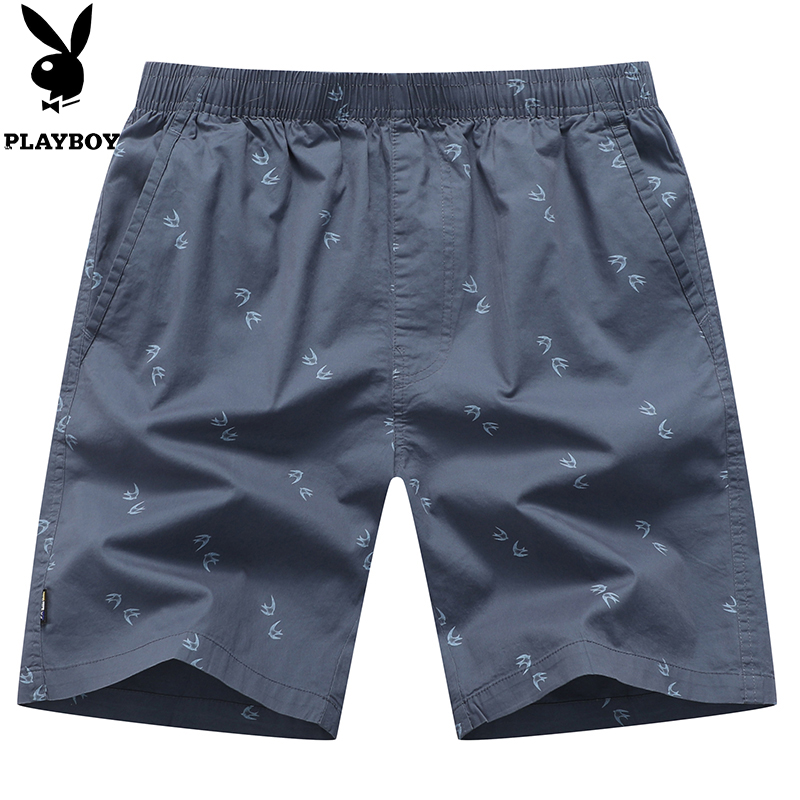 花花公子短裤男休闲宽松大码居家五分半裤纯棉运动外穿沙滩大裤衩