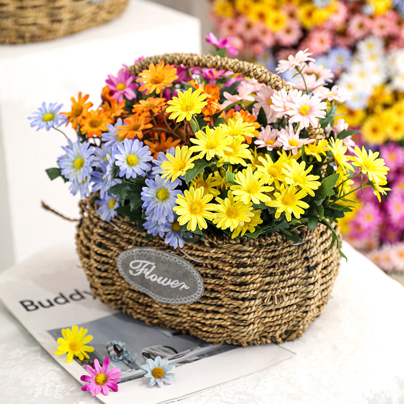 ins小雏菊仿真花假客厅装饰品摆件插花花篮塑料仿真花