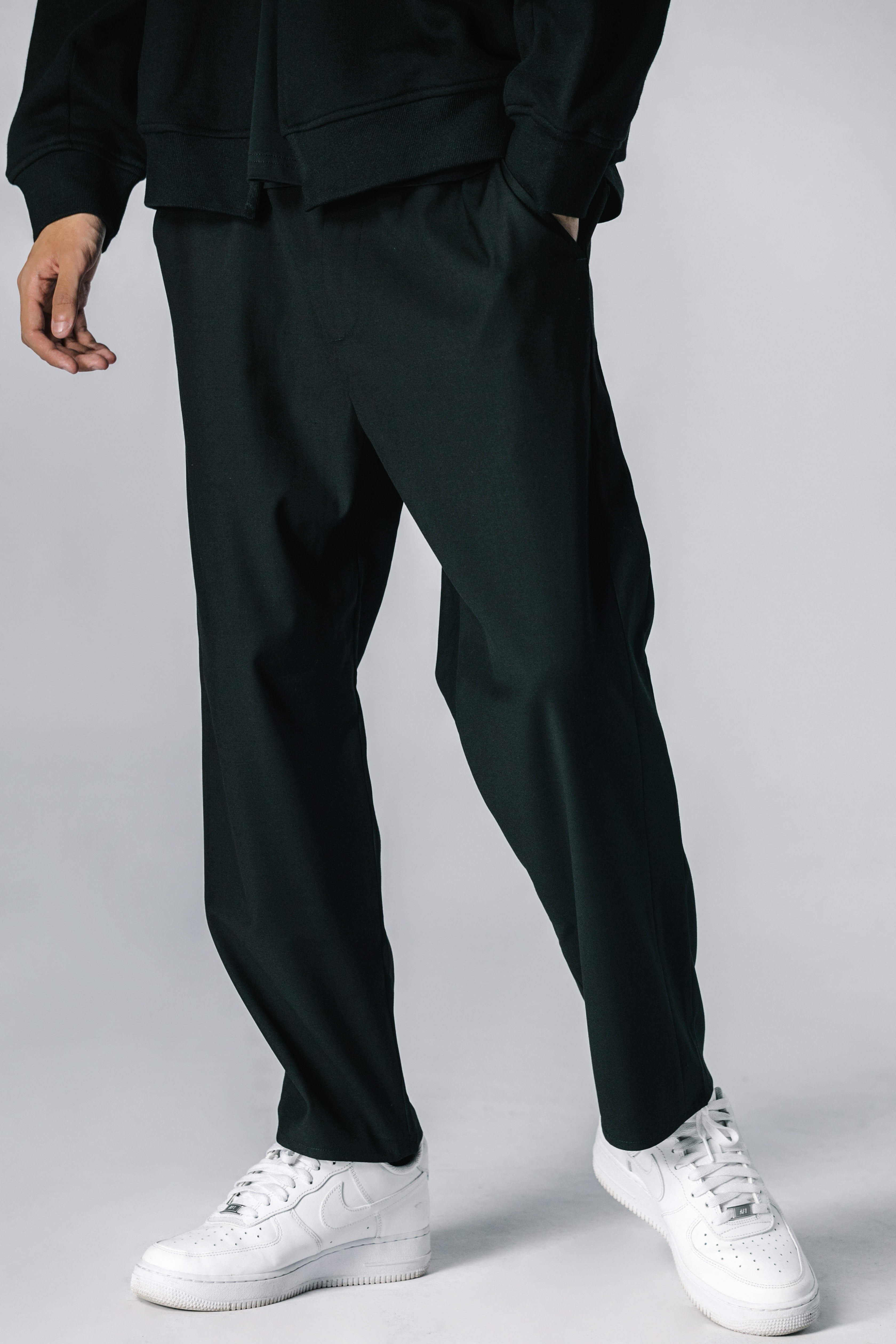 normcore human休闲直筒侧面拼接长款宽松西裤 eugene tong - 必应鸟