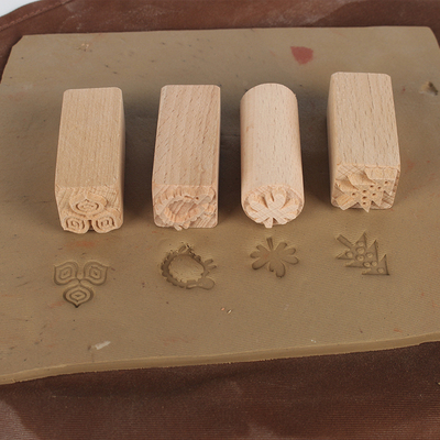 陶艺工具肌理印章手工diy木质肌理印章印花创意陶泥泥塑捏