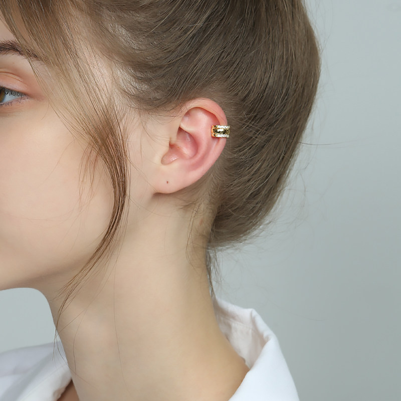 纯银14k金耳夹无耳洞女高级感耳骨夹复古欧美耳夹