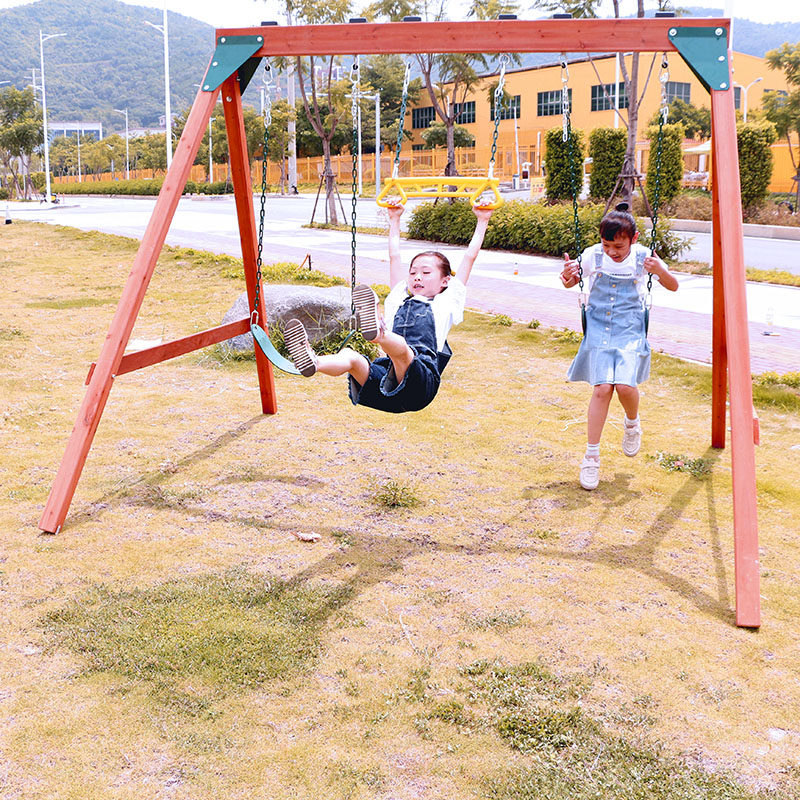 户外秋千儿童庭院实木家用双人荡秋千幼儿园大型秋千