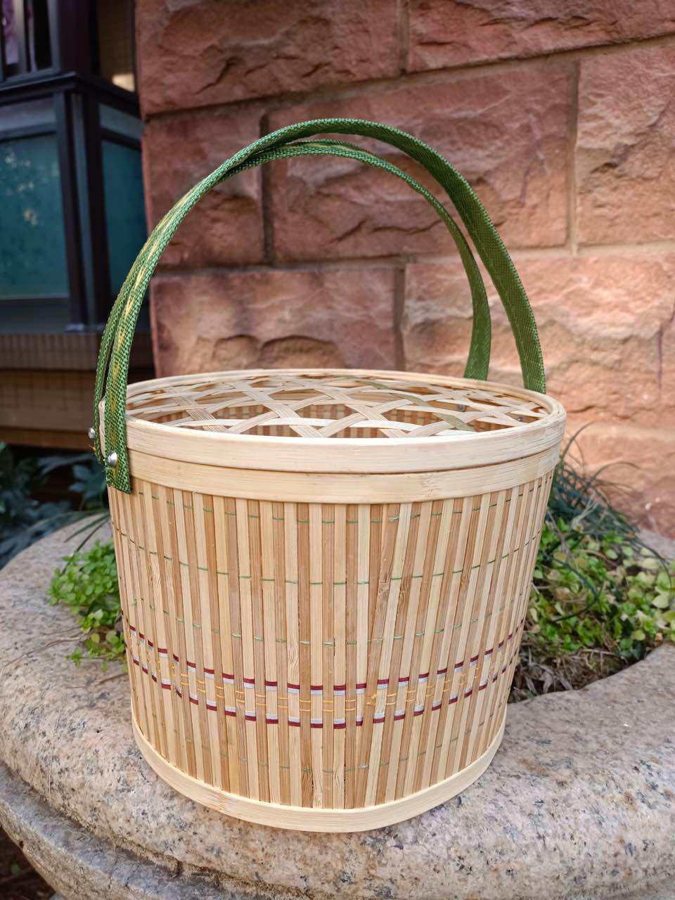 竹篮篮子手提提篮带盖水果收纳竹编土鸡鸡蛋购物篮