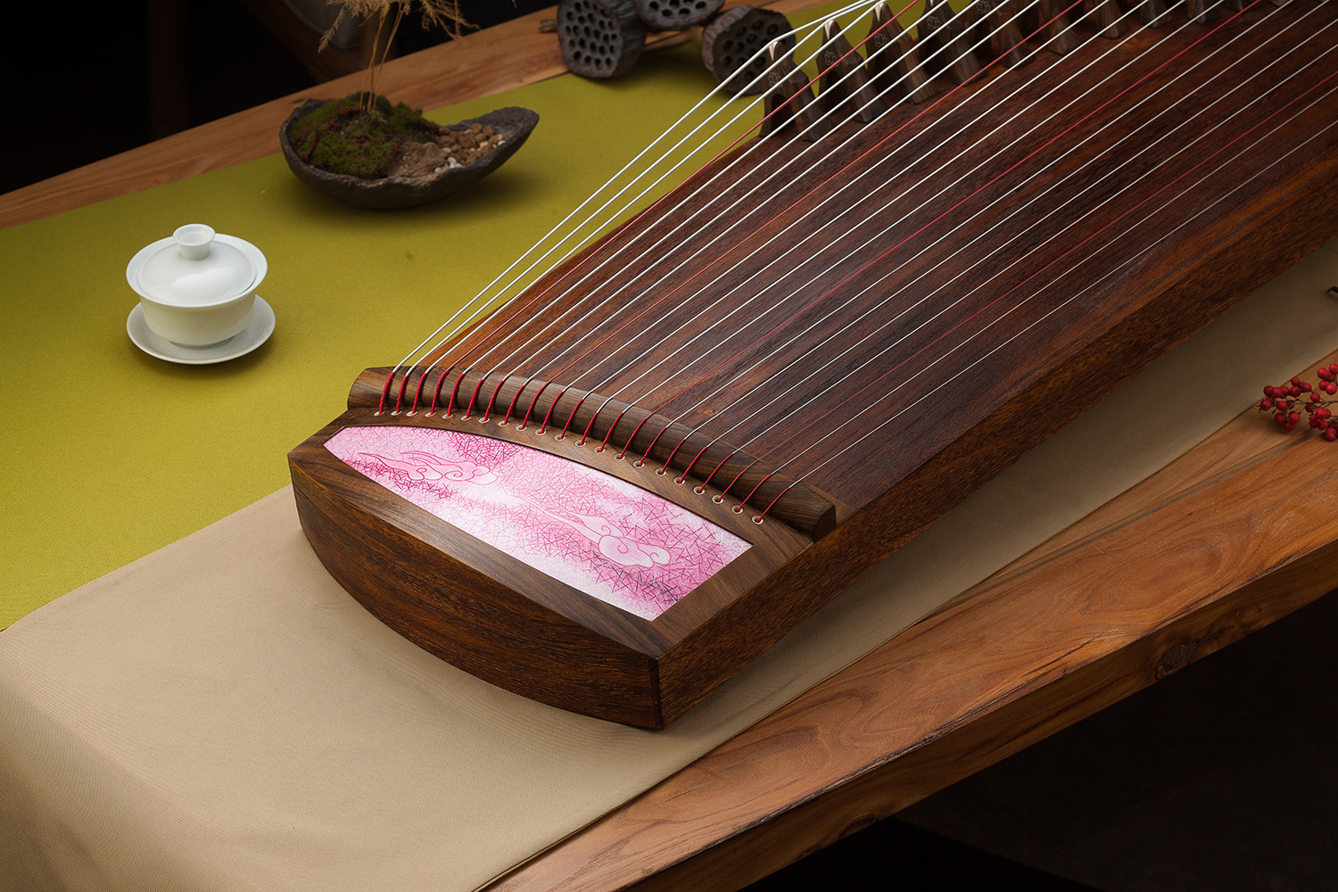 琴昇古筝qs-s135流云刺绣手工挖筝高档便携古筝