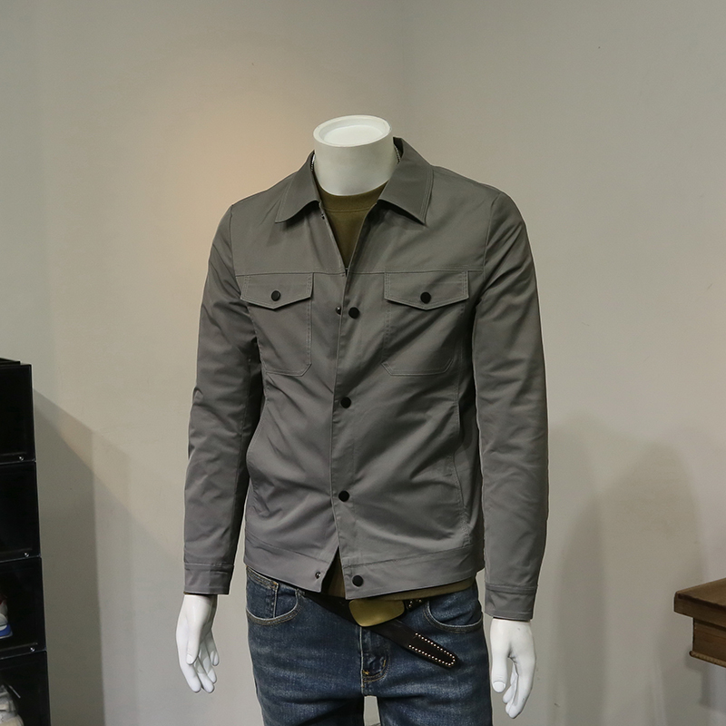 简约翻领男士外套男韩版潮流夹克上衣服男休闲帅气外穿青年外衣潮