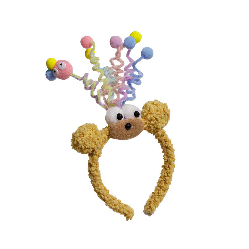 万圣节搞怪扭扭棒发卡通皮洛毛绒洗脸头箍发卡发饰