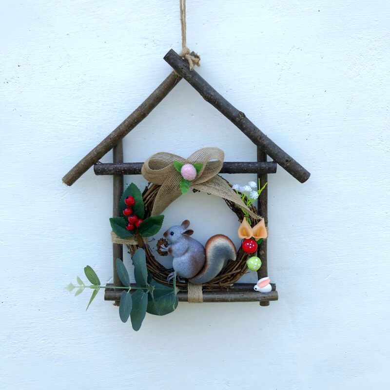 仿真花鸟松鼠白鸽干树枝幼儿园创意饰品空中吊饰环境布置装饰