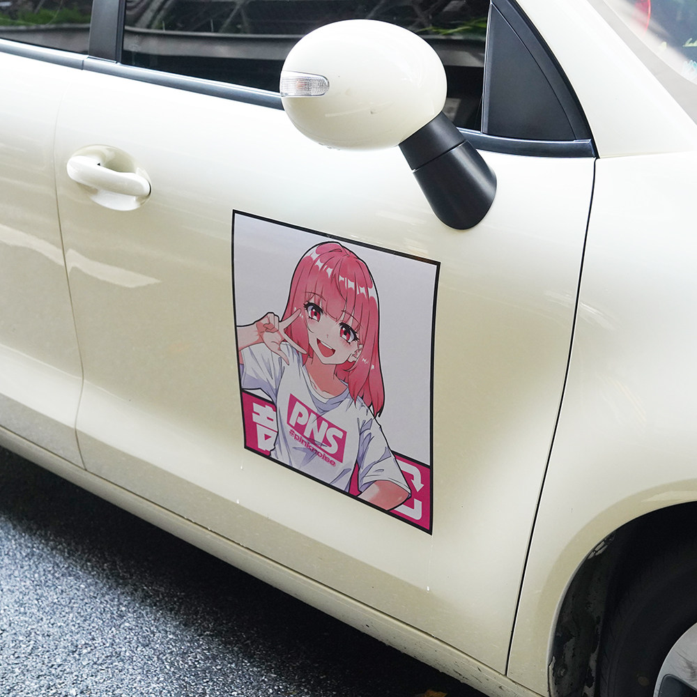 侧门贴纸pinknoise思晴汽车二次元号码潮流车贴划痕汽车装饰贴