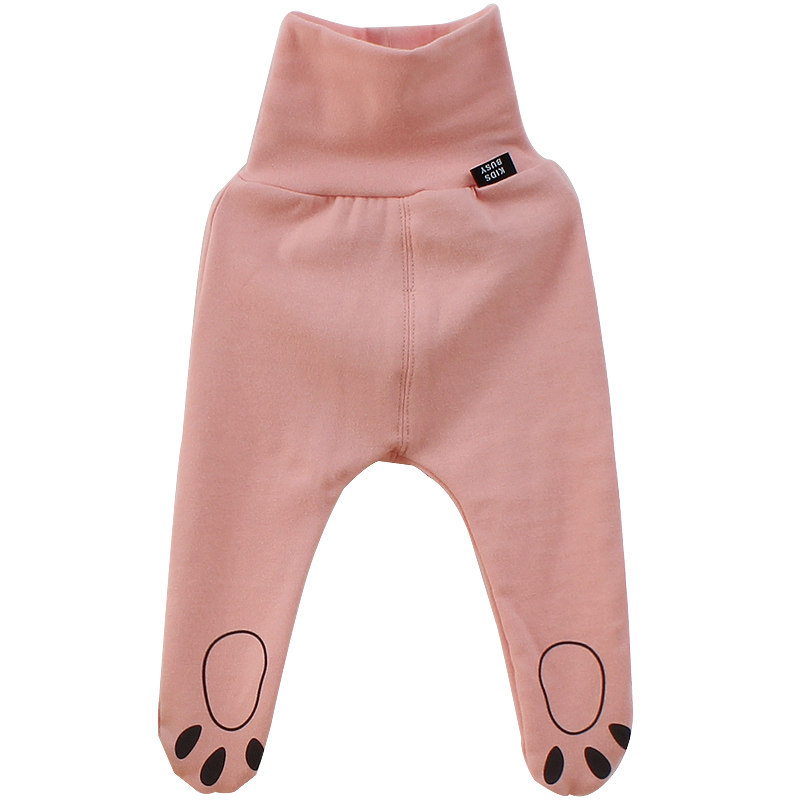 婴儿包脚裤宝宝纯棉高腰护肚打底底裤春秋连脚裤子