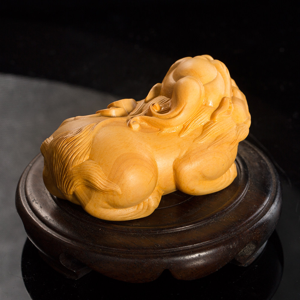 小叶黄杨木雕刻文玩手把件辟邪挂件 随身招财貔貅实木工艺品摆件