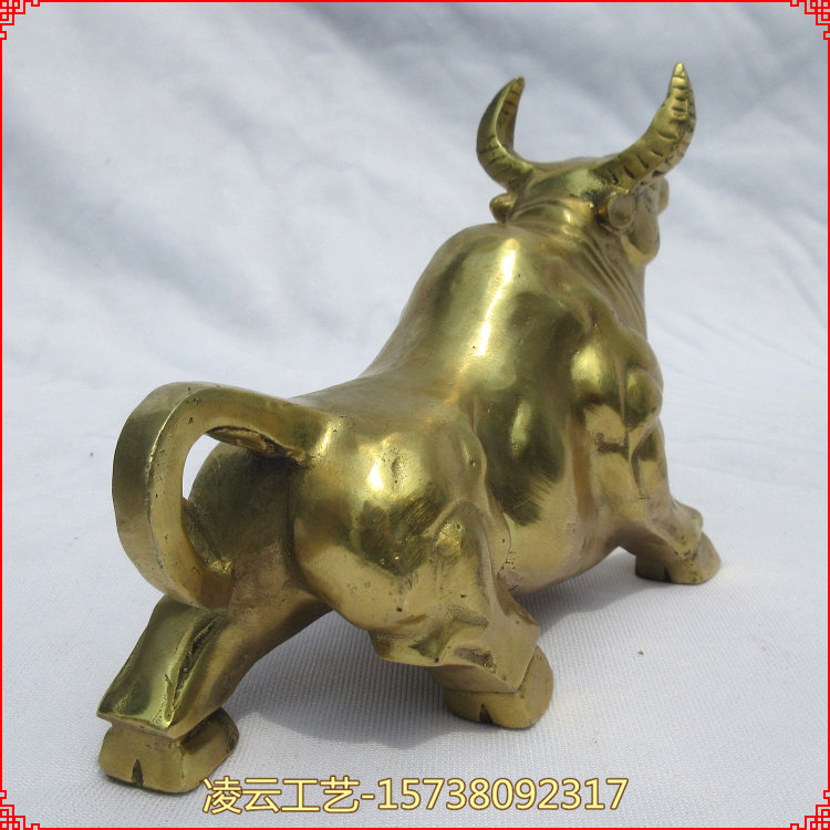 仰头牛摆件 纯铜牛工艺饰品招财办公桌客厅风水摆设牛气冲天招财
