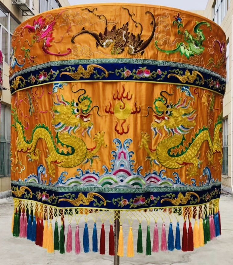 庄严品佛教幢幡宝盖殿堂装饰法会迎请法师盖加厚贡缎盘金刺绣宝盖