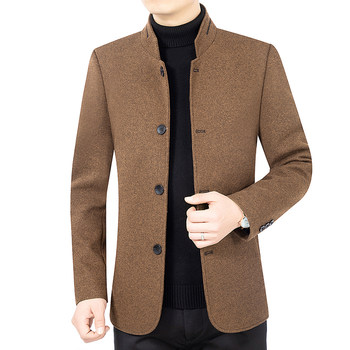 Playboy Spring and Autumn New Men's Woolen Coat Stand-Up Collar Jacket Dad Thin Woolen Coat