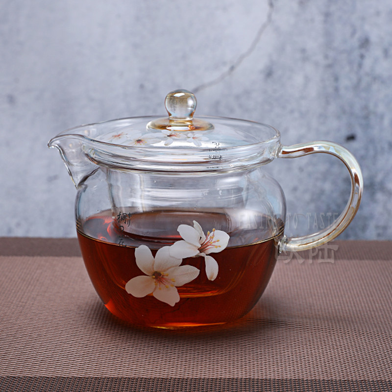茶壶yama亚美台湾产桐耐热玻璃办公室过滤透明茶壶
