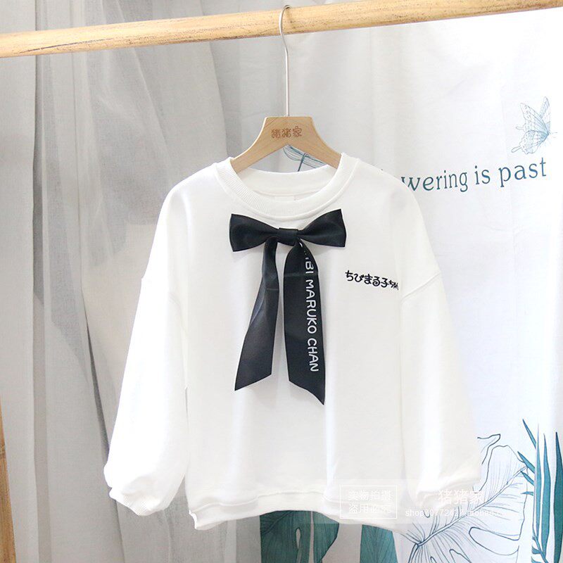 上衣布芮欧女童秋装卫衣2020新款韩版蝴蝶结中大卫衣