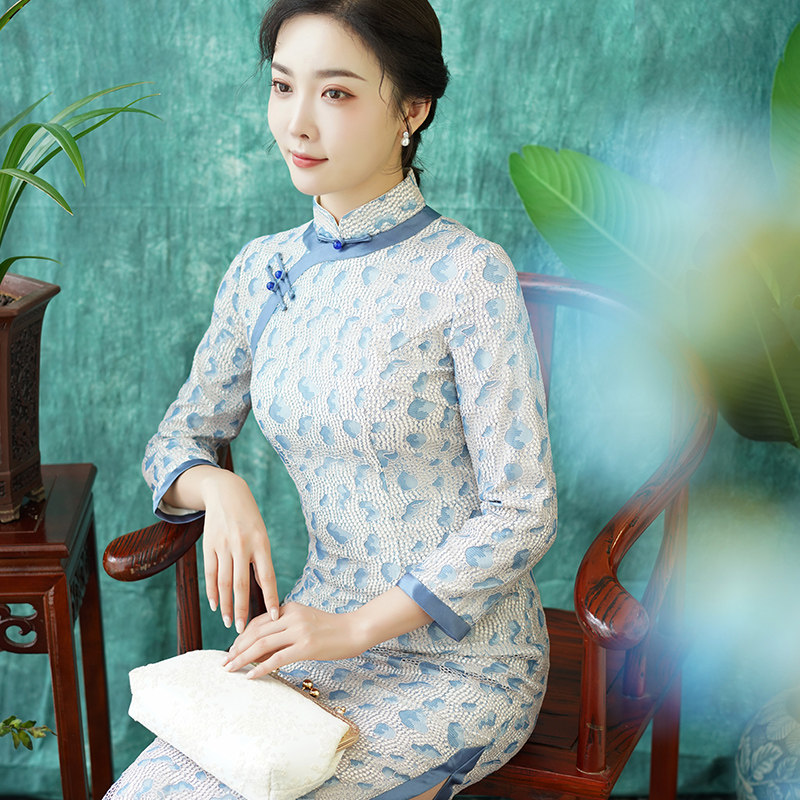 旗袍雀之恋2020早秋少女女款日常长袖长款优雅旗袍