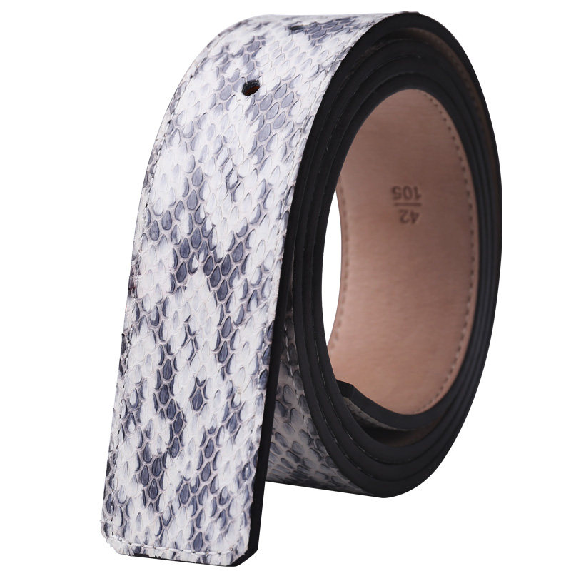 皮带真皮蛇皮男款板扣腰带无头打孔高档38cm腰带