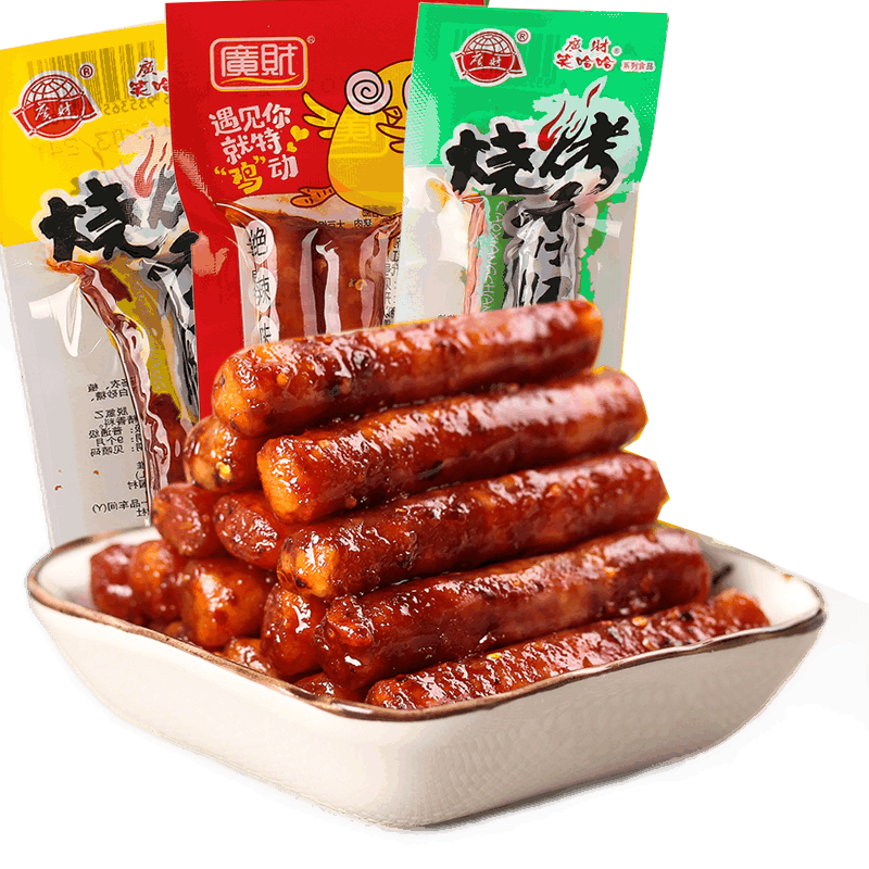 广财变态零食好吃腊肠辣味笑哈哈麻辣特产重庆猪肉类