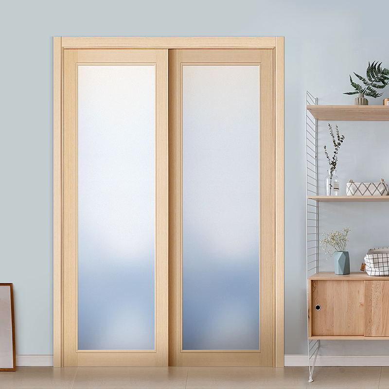 日式木门厨房推拉移门简约客厅阳台吊趟门滑门玻璃实木推拉门定制