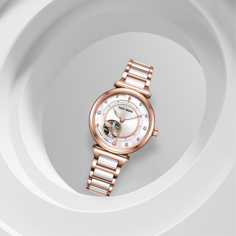 全国专柜直发天王王官missone系列时尚陶瓷机械女士国产腕表