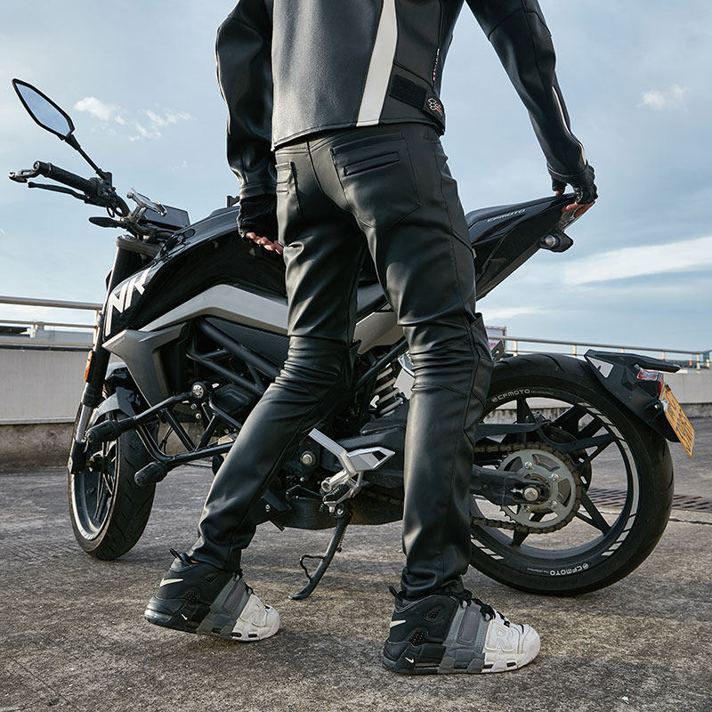 定制制版摩托车机车皮裤男加加厚骑行保暖防风皮裤
