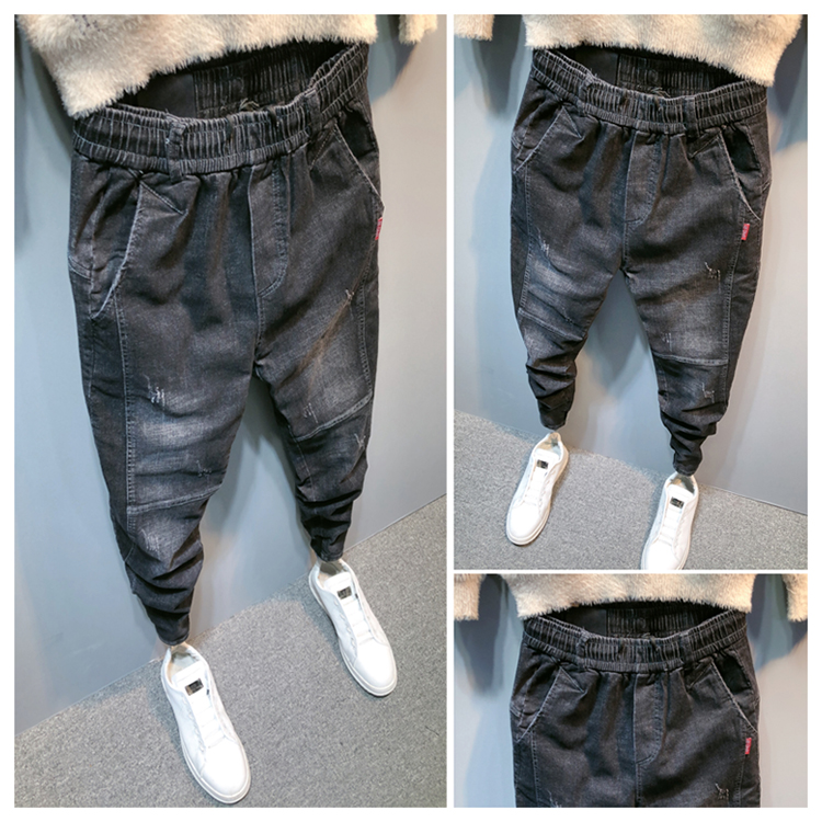 男士春秋季牛仔裤修身弹力长裤精神小伙百搭小脚裤潮流新款束脚裤