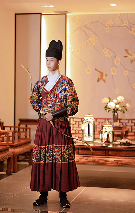 汉鸾量身定做男装汉服明制过肩印花曳撒mm1g1d101汉服