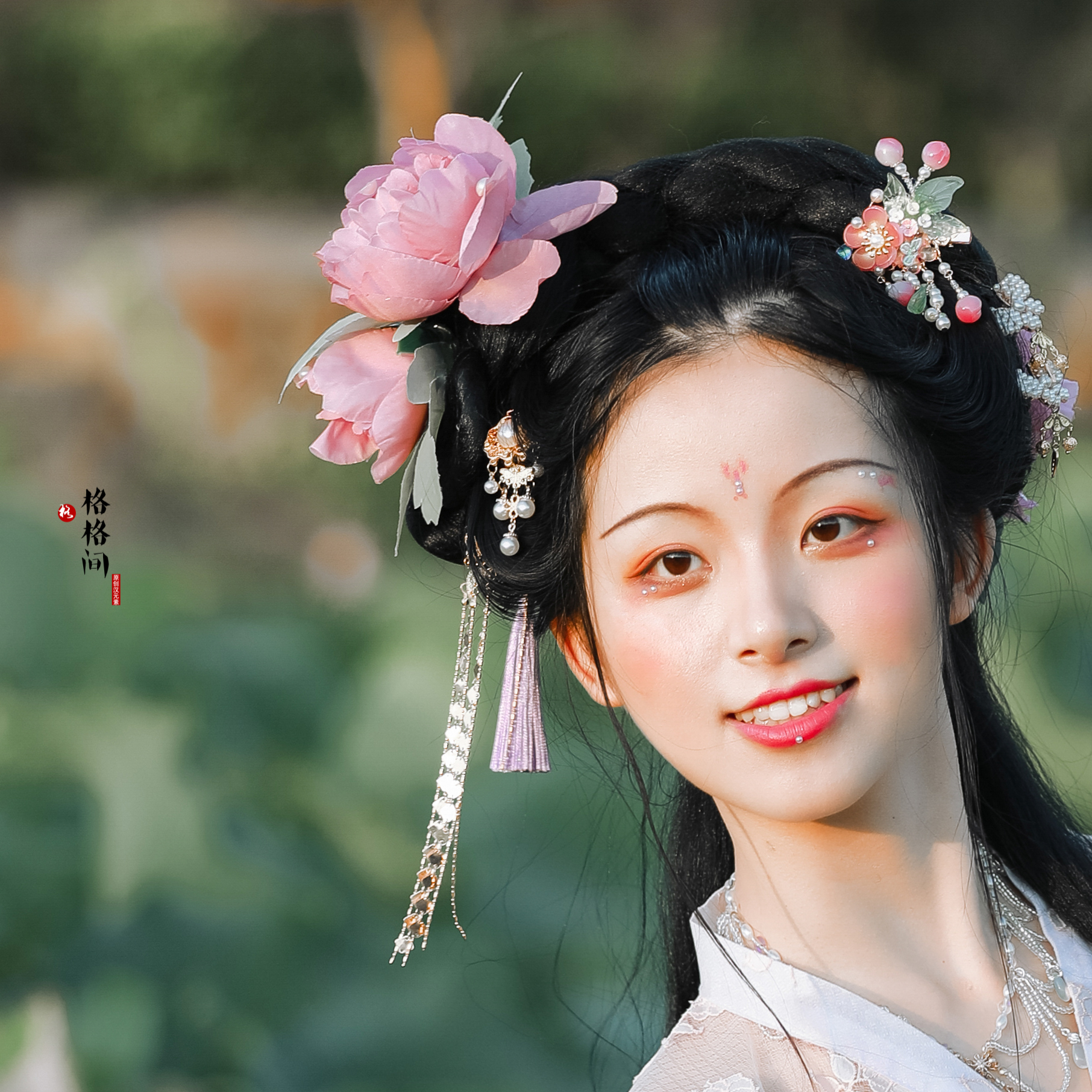 格格唐富贵钗簪富贵古风珍珠明制雕花掩鬓流苏发饰