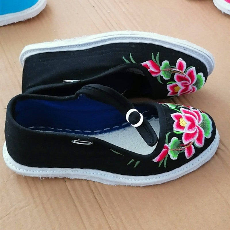 老北京千层布鞋女纯手工纳底毛边农村方口鞋土家布鞋