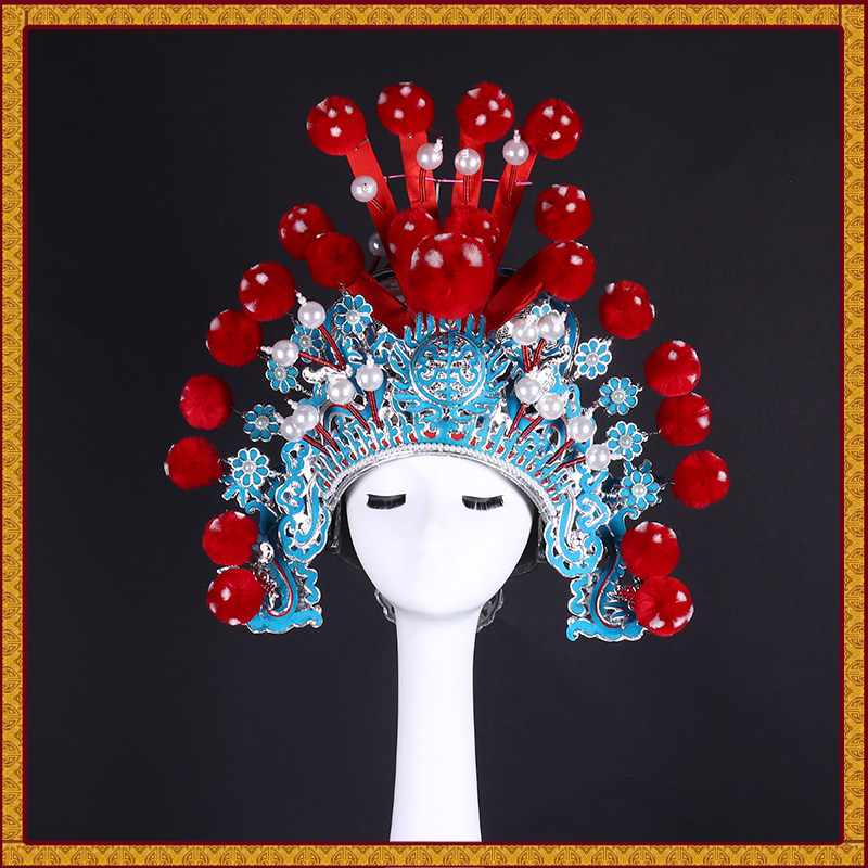 京剧戏曲戏剧头盔武将戏帽子大包巾硬扎巾武生将军盔头将巾