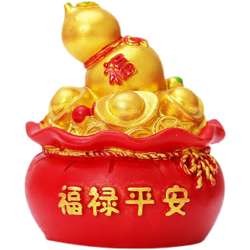 灵机生活虎年吉祥物聚宝盆摆件葫芦铜钱福袋客厅摆件