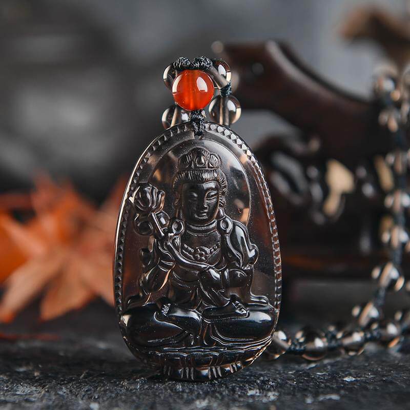 灵机文化冰种黑曜石本命佛吊坠十二生肖属相护身佛虚空藏开光男女