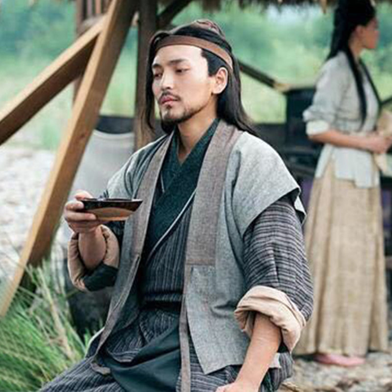 古装影视装男汉服群武侠侠客客服棉麻渔民老人民族服装