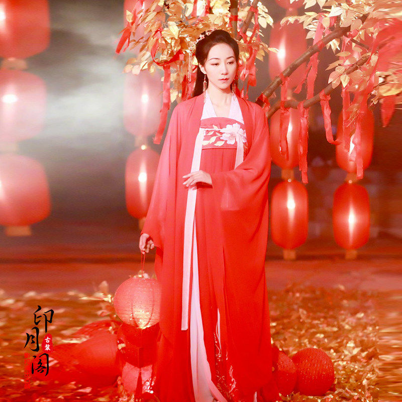 古装唐朝襦裙红色仙女女服古典舞蹈飘逸女汉民族服装