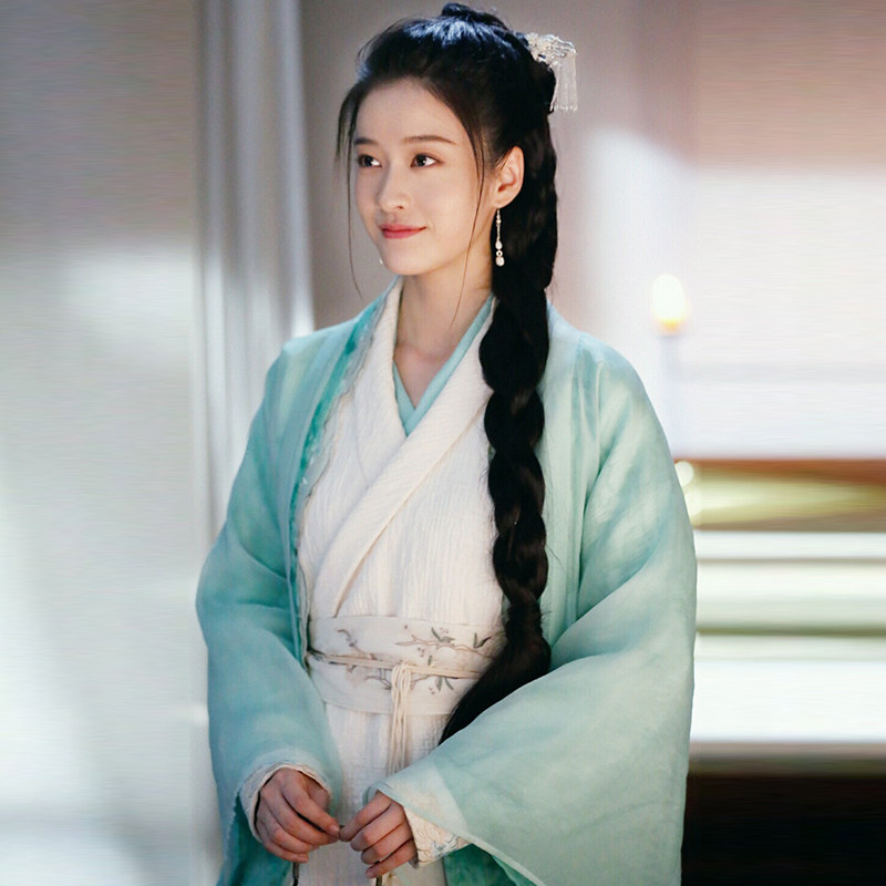 影视古装白发王妃容乐同款古装女汉服贵妃服拖尾古装清新飘逸古装_双