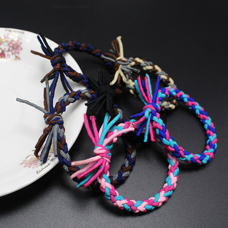 韩国diy编织麻花橡皮筋发饰 韩式打结发圈扎绑头发高弹头绳饰品