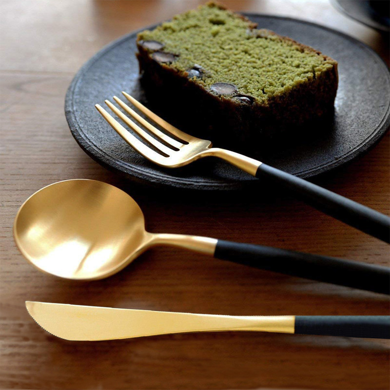 西餐牛排刀叉不锈钢钛金样板房leon奢华简约一人西餐餐具套装