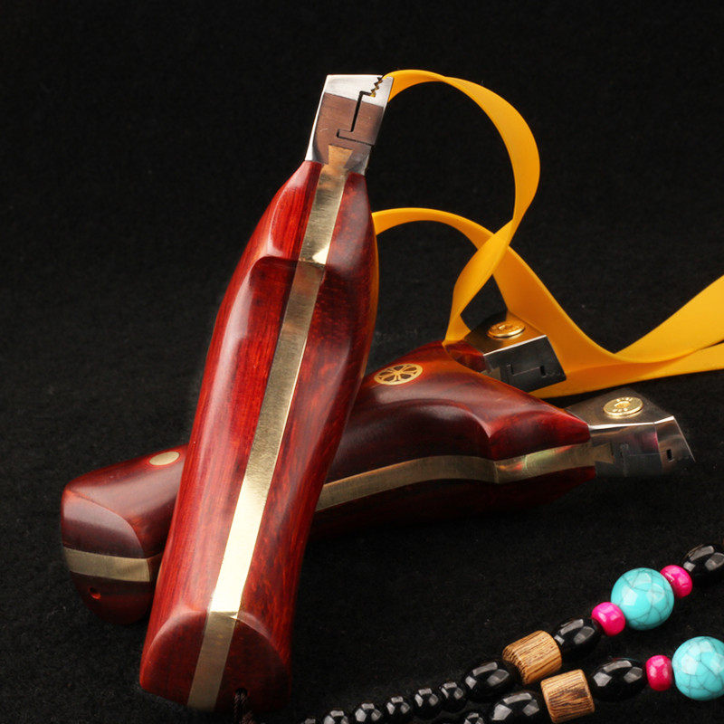 弹弓钛合金天罡夹片免绑实木紫檀纯铜贴片扁皮飞镖