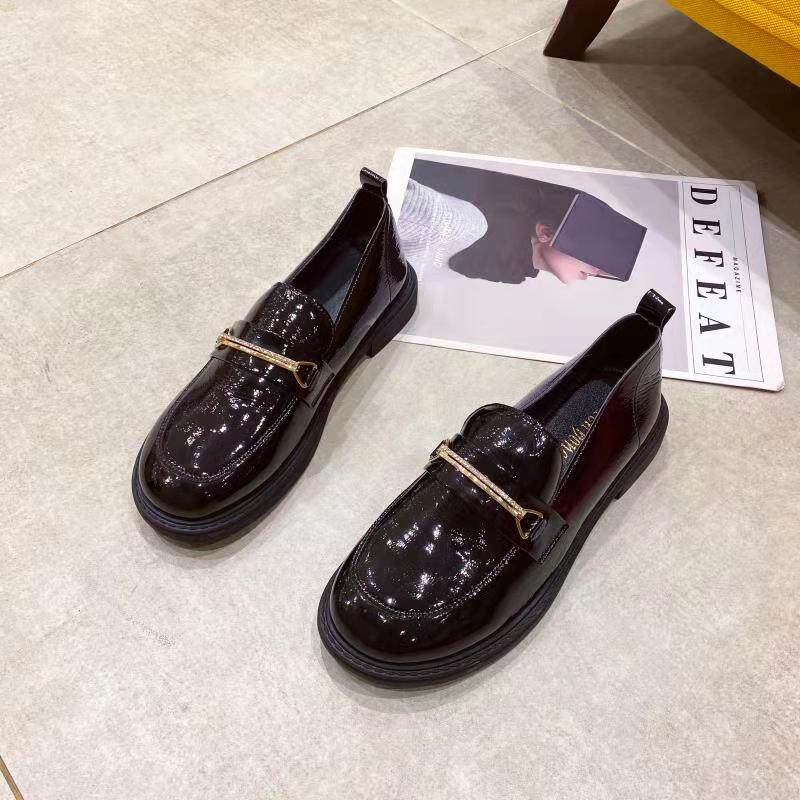 冰洁女鞋2021春季新款真皮低跟平底圆头时尚单鞋