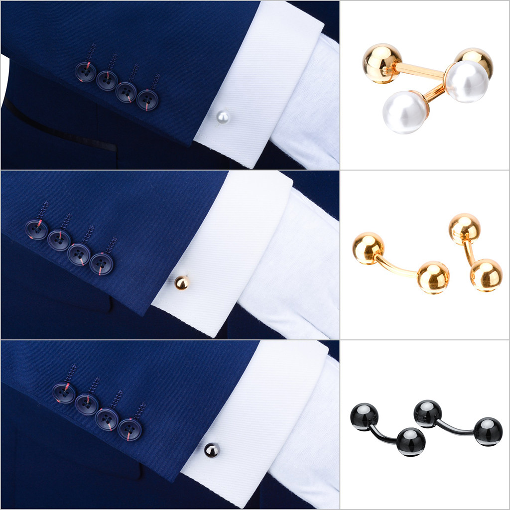 螺旋扣子双头珍珠袖扣女士西装法式纽扣衬衣袖扣
