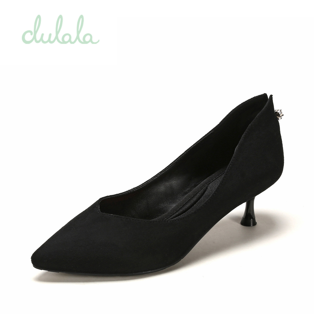 杜拉拉新款尖头细跟工作鞋时尚绒面优雅女鞋单鞋