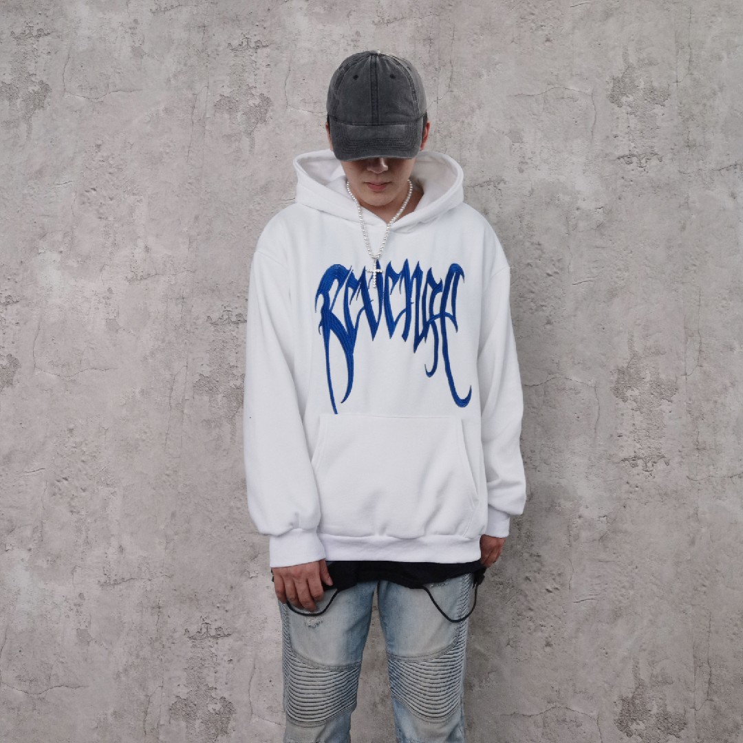 revengexxxtentacion高街红蓝色刺绣字母logo情侣卫衣
