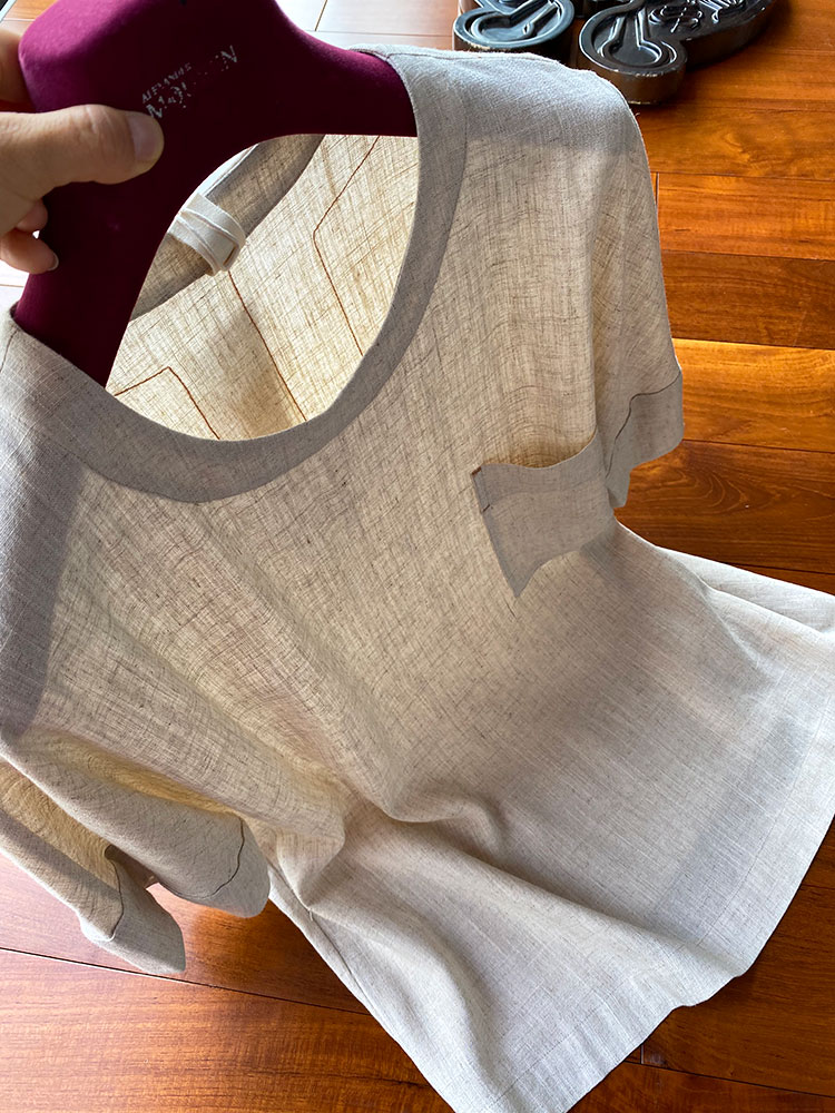 裸奔般的畅快感！０束缚!悬垂顺滑亚麻料不撞衫高端设计短袖T恤男