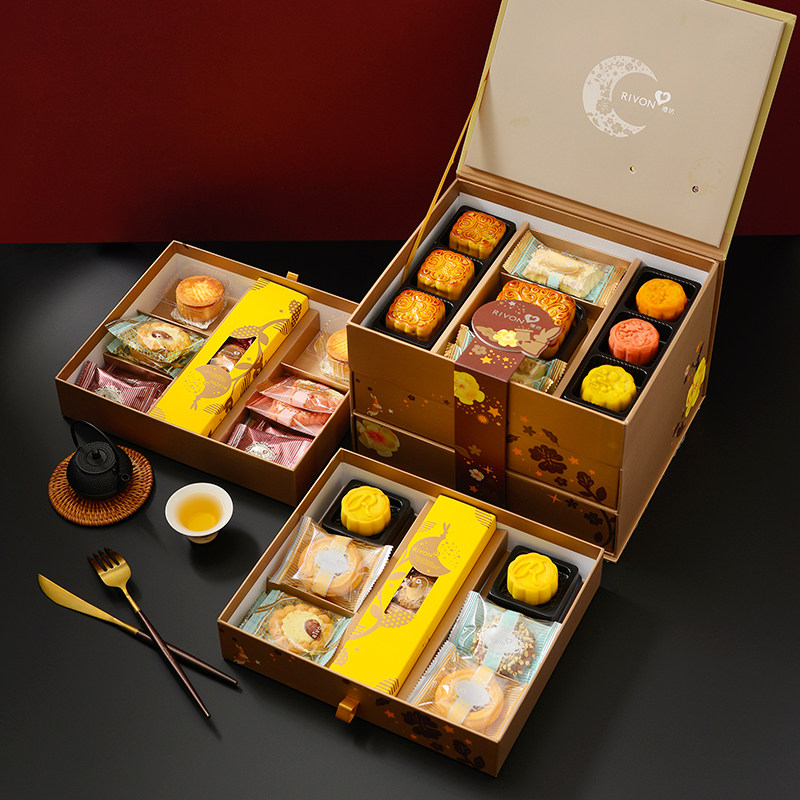 台湾月饼礼盒盒装中秋节秋语音乐创意高档三层月饼