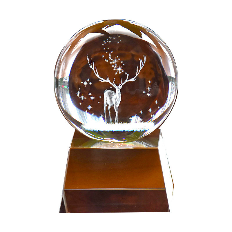 水晶球有你一鹿路礼物一周年周年麋鹿情侣生日朋友创意礼品