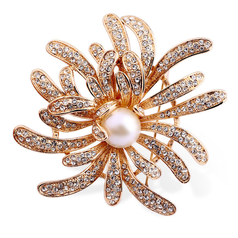 listentome复古高档淡水珍珠菊花胸针西服其它首饰